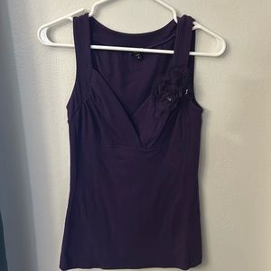 Dark Purple fitted tank with flower detail